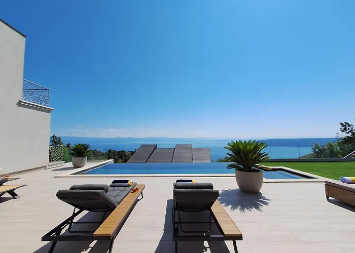 Levant For 10 People Near Opatija With Jacuzzi & Sea View Villa Mošćenička Draga